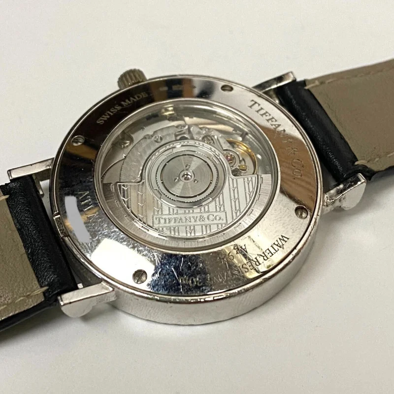 Tiffany & Co Atlas Large Sterling Silver Round Mechanical Watch