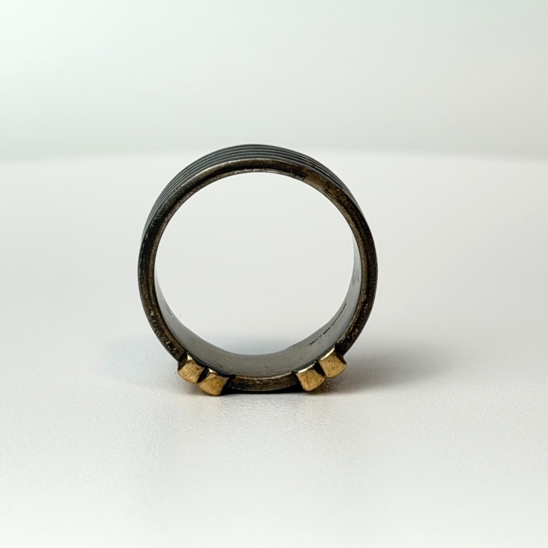 Vintage 70s Designer Leonore Doskow Sterling Silver & 14K Gold Ring Size 10