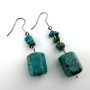 Vintage Navajo Style Natural Turquoise Beaded Dangle Earrings
