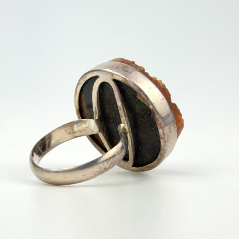 Vintage 925 Sterling Silver Pure citrine round stone Ring