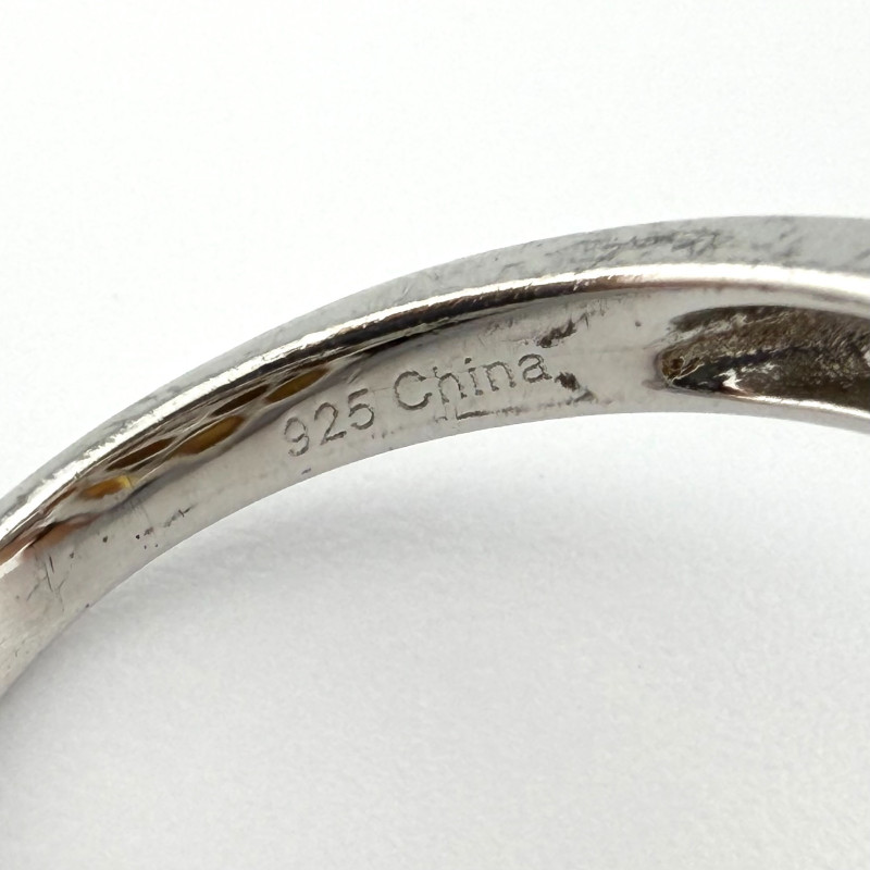 Orange Stone Flower Cluster Ring Signed 925 China Size 6.25