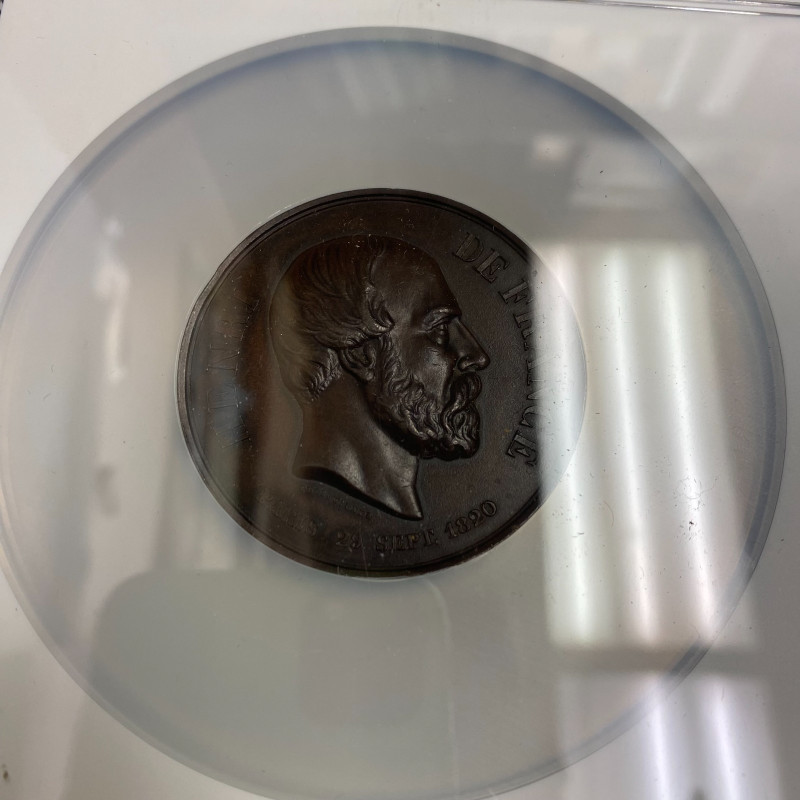 1883-Dated France Bronze Henri V Deatch Weiner - (50mm) NGC AU 58 BN