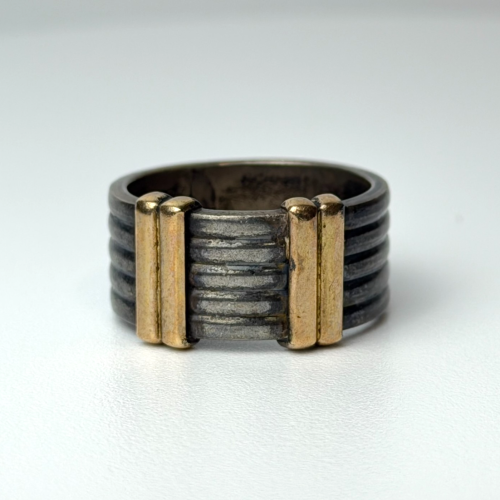 Vintage 70s Designer Leonore Doskow Sterling Silver & 14K Gold Ring Size 10 Vintage 70s Designer Leonore Doskow Sterling Silver & 14K Gold Ring Size 10