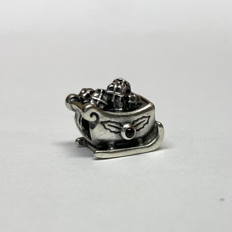 Pandora RETIRED Garnet Sleigh Charm 790562 Christmas Santa