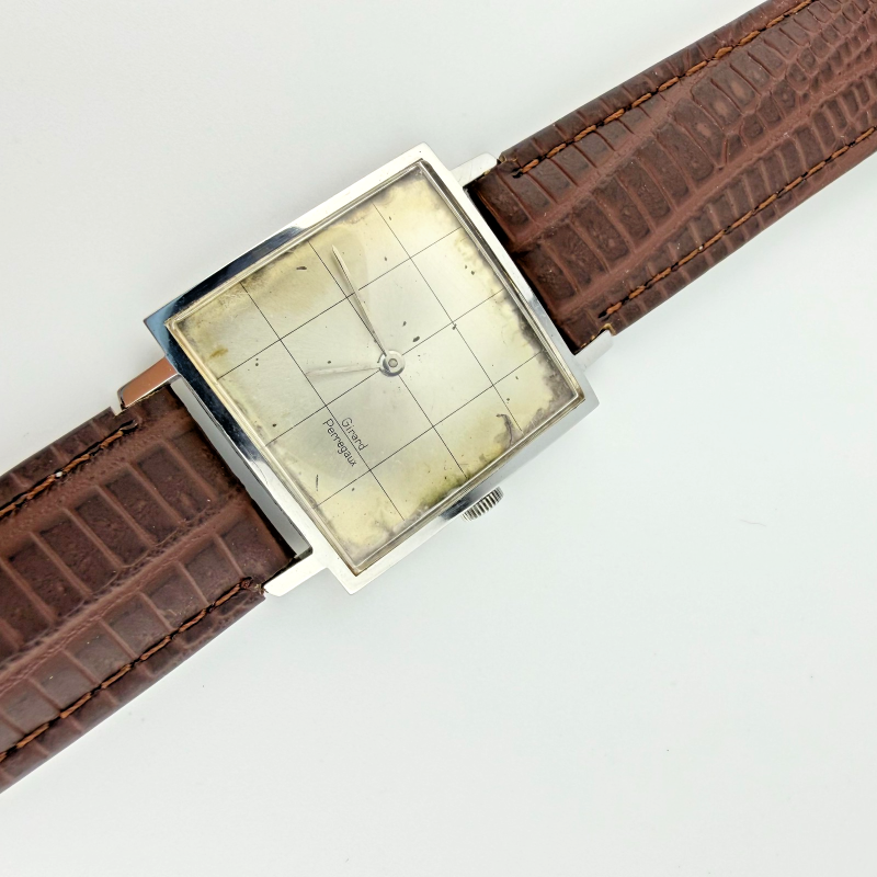 Vintage Girard Perregaux Watch Checker Board Dial Grid Mod Square Manual