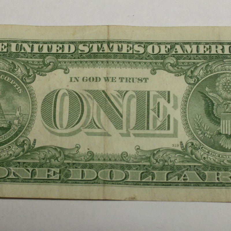 1957 One Dollar Bill Silver Certificate Average Circulated Blue Seal 