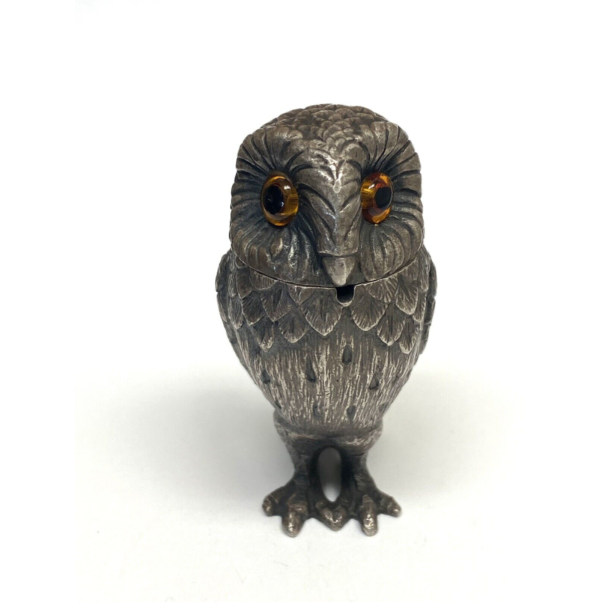 Collectible Vintage Owl Figurine Orange Eyes