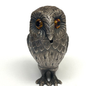 Collectible Vintage Owl Figurine Orange Eyes