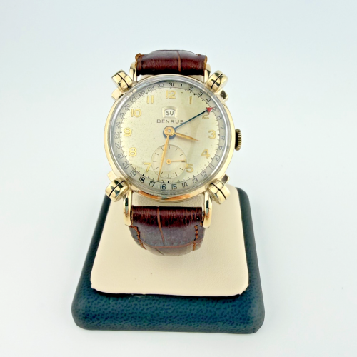 Vintage Benrus 10K Gold Plate Calendar Watch Day Date Mechanical Working Vintage Benrus 10K Gold Plate Calendar Watch Day Date Mechanical Working