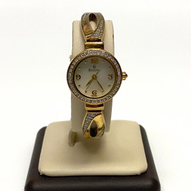 Bulova Watch Crystal Band & Bezel MOP Dial 6.6" 22mm