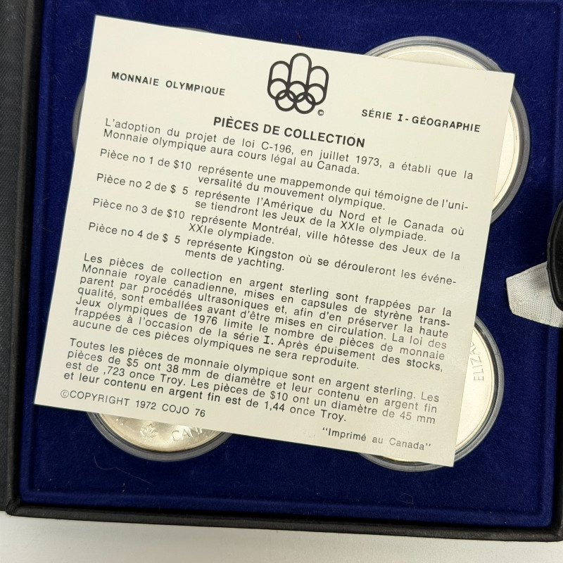 1976 Montreal Olympics Series II Ancient Olympia 4-Coin Sterling Silver Set Cana