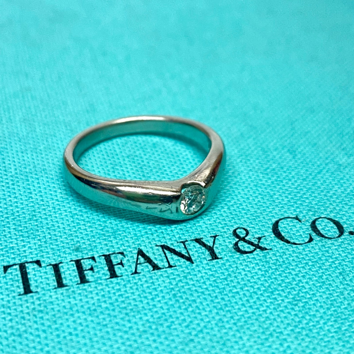 Tiffany & Co Platinum Elsa Peretti Curved 0.18ct Diamond Ring Band Sz 6.5