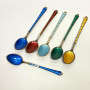 6 Demitasse Spoon Set Enamel Gilt Sterling Silver Ela Denmark