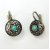Vintage Openwork Silver Round Earrings with Turquoise