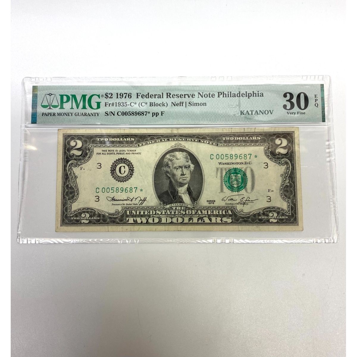 Fr 1935-C* (C* Block) $2 1976 FRN Philadelphia PMG 30EPQ