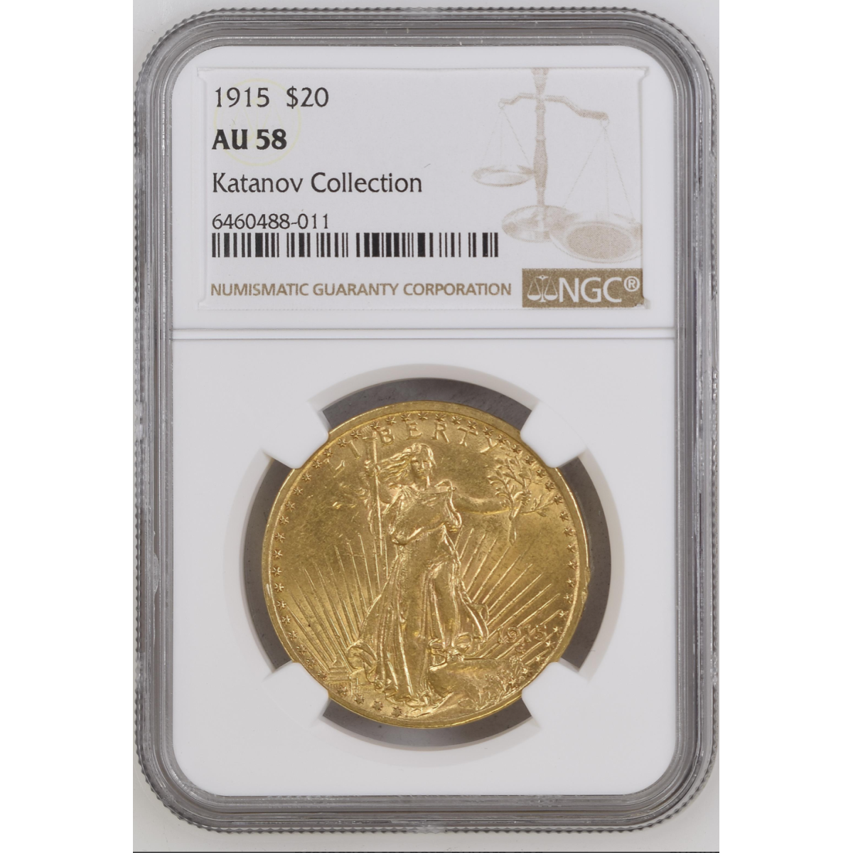 NGC AU 58 1915 Gold $20 Saint-Gaudens Double Eagle