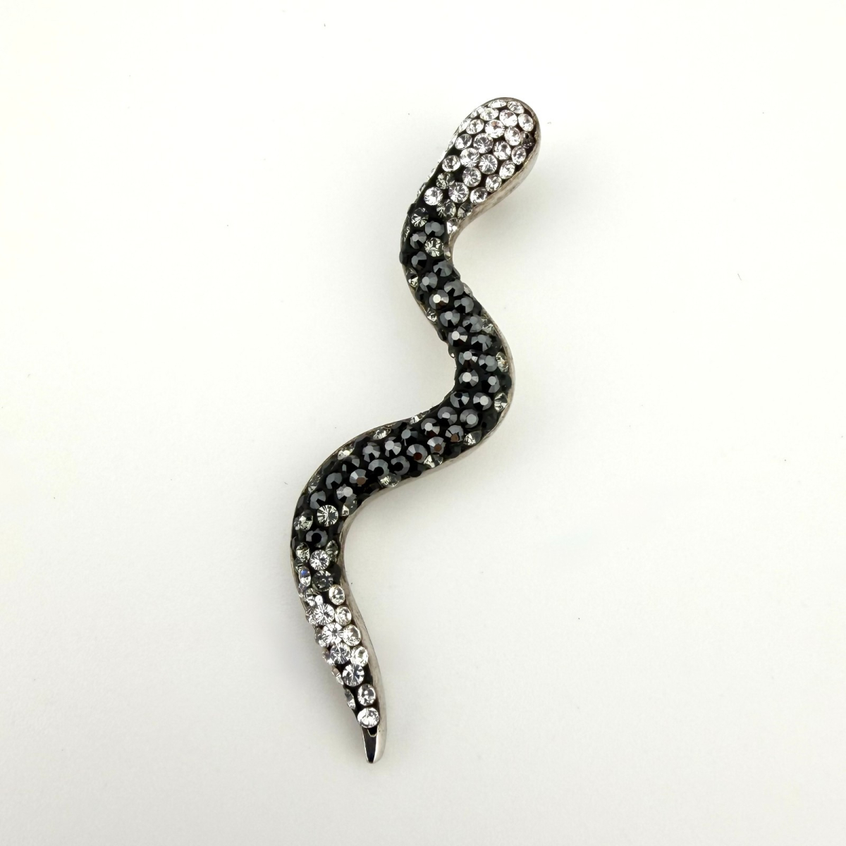 Vintage Sterling Silver Snake Pendant with Swarovski Crystals - JCM 925 Thailand - JCM