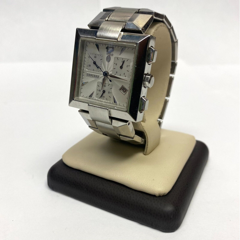 Rare Square Concord Swiss Chronograph LaScala Guilloc Date Dial,Sapphire Crystal Rare Square Concord Swiss Chronograph LaScala Guilloc Date Dial,Sapphire Crystal
