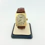 Longines Swiss Ladies Wrist Watch 17 Jewels 10K Gold Brown Leather
