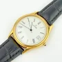 Vintage Concord 14K Gold 33mm Dress Watch Black Leather Strap