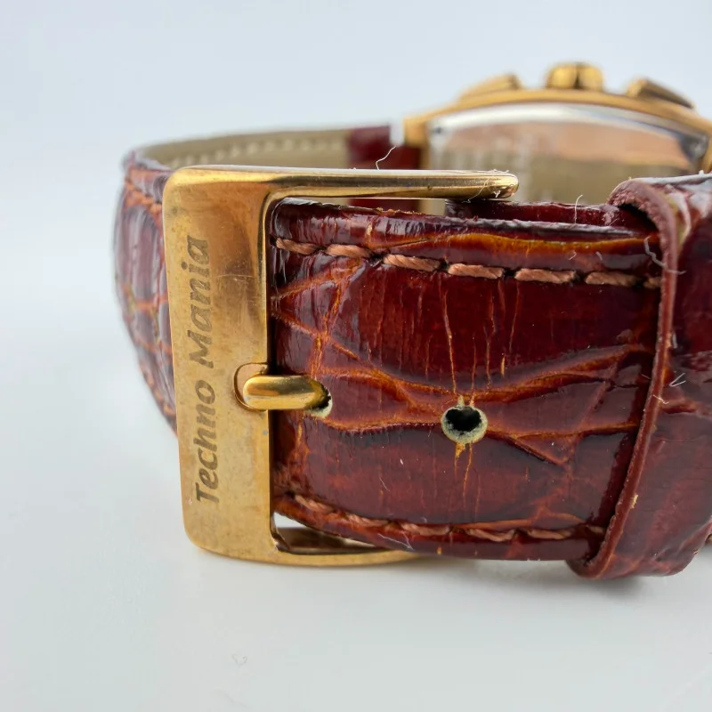 Techno Mania Pink Gold Chronograph Stainless Steel Watch Real Diamonds