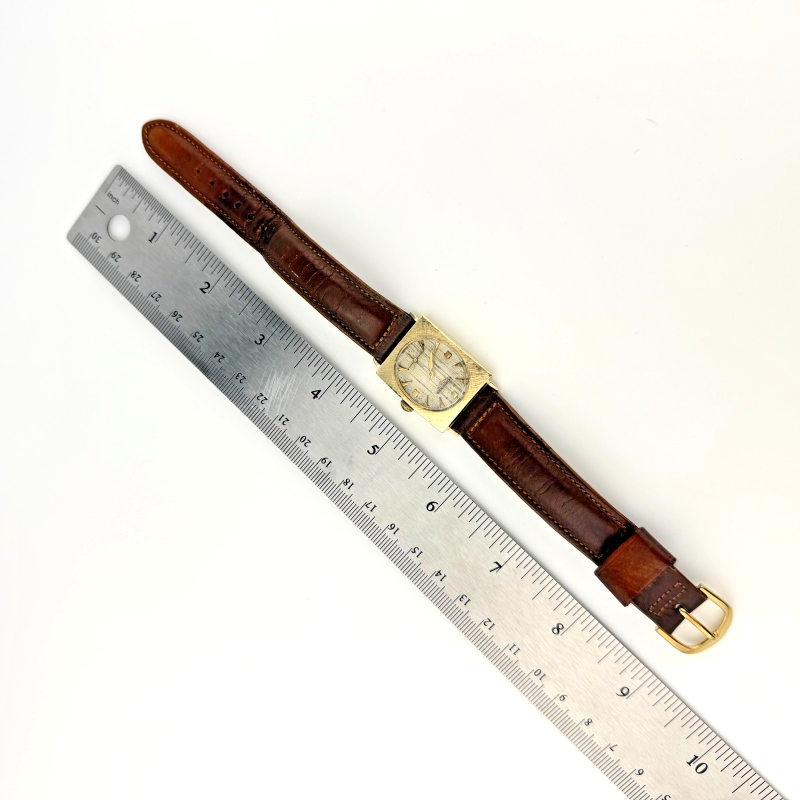 Longines Swiss Ladies Wrist Watch 17 Jewels 10K Gold Brown Leather