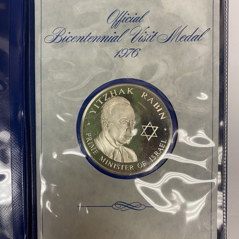 1976 US BICENTENNIAL VISIT Israel PM Yitzhak Rabin Proof Silver Medal