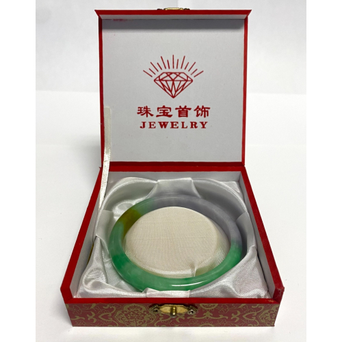 Chinese Russet Pale Mottled Soft Green Jade Bangle Bracelet 57 mm