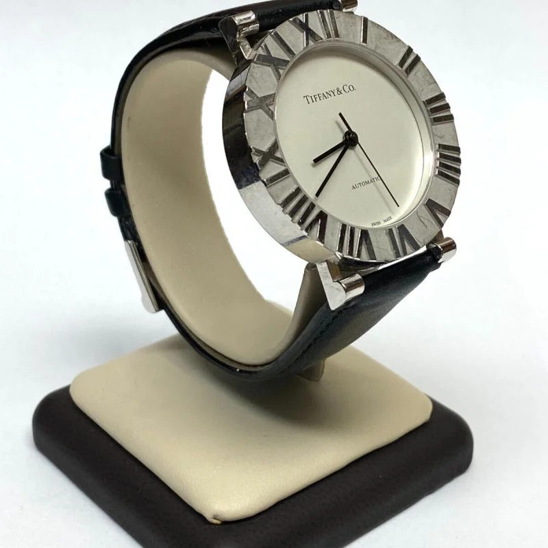 Tiffany & Co Atlas Large Sterling Silver Round Mechanical Watch