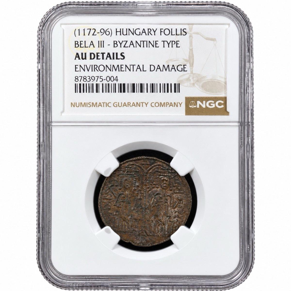Hungary Bela III 1172-1196 Byzantine Type Follis NGC AU Details