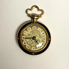 18K ANALOG ROMAN NUMERAL Muliticolored Pattern Designed Pocket watch