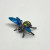 Antique 6 Legged Mosquito Designed w/Blue/GREEN Color Red Ruby Eye Brooch 925