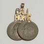 Unqiue 14K Call Home Words ON Two Ten Cents Coins  Head Pendent