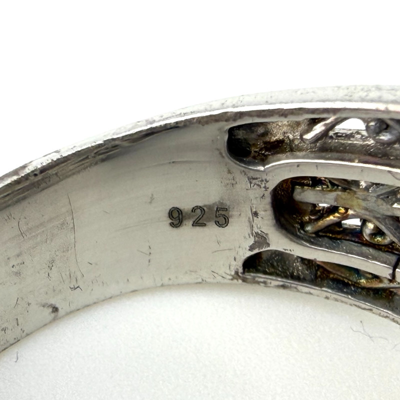 Multi Gemstone Silver Panther/Jaguar Head Ring Sz.11