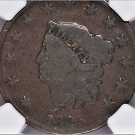 NGC AG 3 BN  1825 1C CORONET HEAD