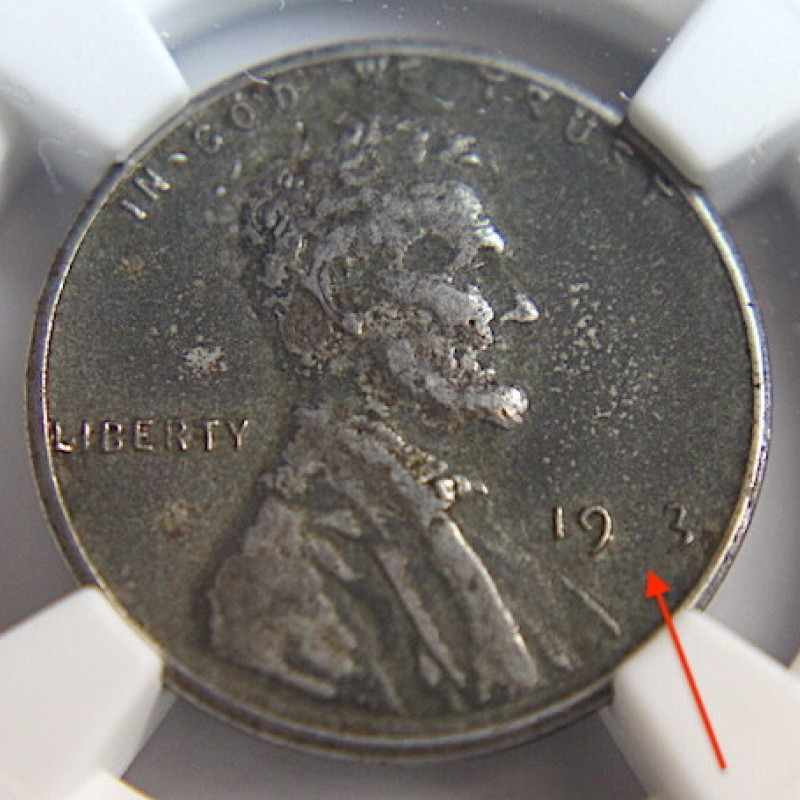 1943 LINCOLN WHEAT MINT ERROR VF30 OBVERSE STRUCK THRU 1c 1943 LINCOLN WHEAT MINT ERROR VF30 OBVERSE STRUCK THRU 1c