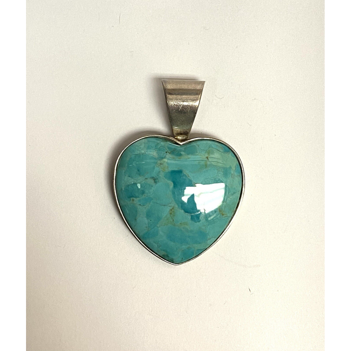 925 SS Heart Turquoise Center Stone Necklace Pendent Made in China
