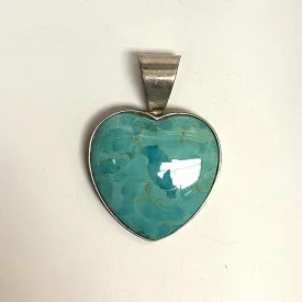 925 SS Heart Turquoise Center Stone Necklace Pendent Made in China