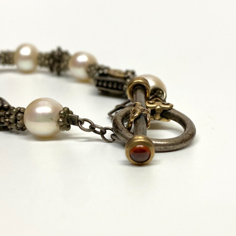 Elyse Ryan 925 Silver and 18K Gold Pearl Bracelet 7.5 in Elyse Ryan 925 Silver and 18K Gold Pearl Bracelet 7.5 in