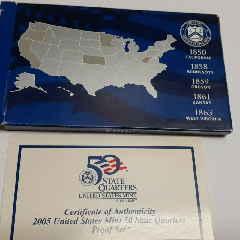 2005 50 STATE QUARTERS PROOF SET 5 COINS IN SET