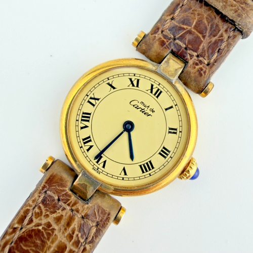 Vintage Cartier Must de Cartier Gold Plated Silver 925 Quartz Watch Vintage Cartier Must de Cartier Gold Plated Silver 925 Quartz Watch