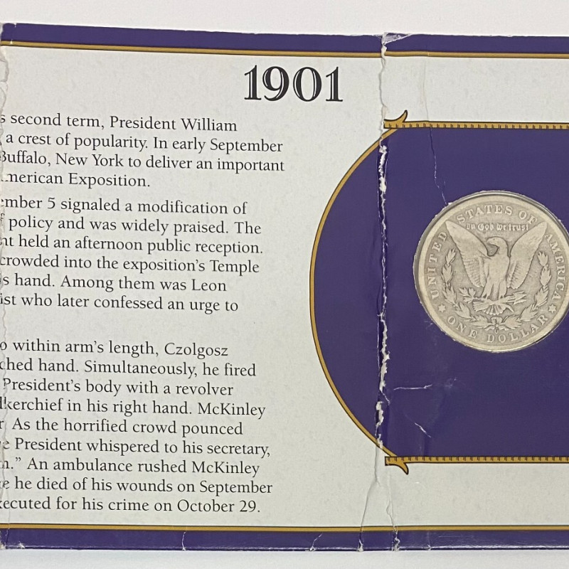 1901 O Morgan Silver Dollar U S Postal Commemorative Stamp Set Rare 25c Stamp