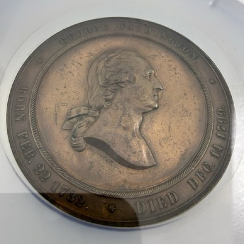 1860 George Washington Mint Cabinet Medal J-MT-23 60mm NGC UNC Details