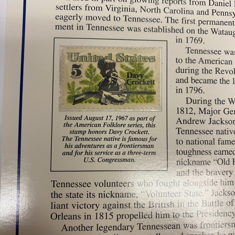 2002 Postal Commemorative Society Statehood Quarter/stamps Tennessee P & D