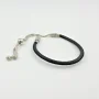 Authentic Pandora Black Leather Adjustable Sliding Bracelet with Sterling Silver