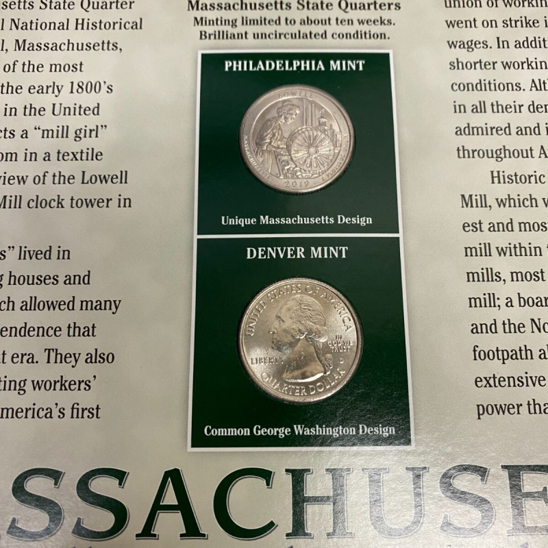 2019-P&D N. Massachusetts Roosevelt Quarters, Postal Commemorative Society w/(2)