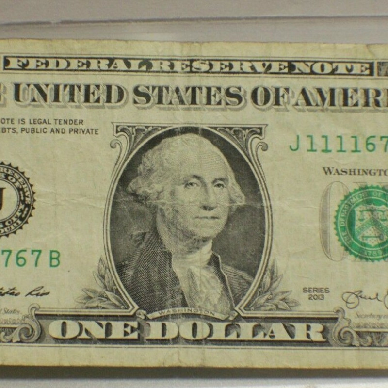 $1 2013 Fancy Serial J 1111 6767 B