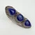 Bohemian Triple Stone Lapis Lazuli Elongated Massive Ring Sterling Silver Sz 10