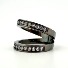 Black Rhodium 925 Silver Cubic Zirconia Half Eternity Band Ring Sz 6