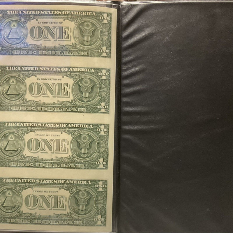 Uncut Sheet 2009 One Dollar Bills. $1 U.S. Banker's Vault Fed Portfolio Sheet